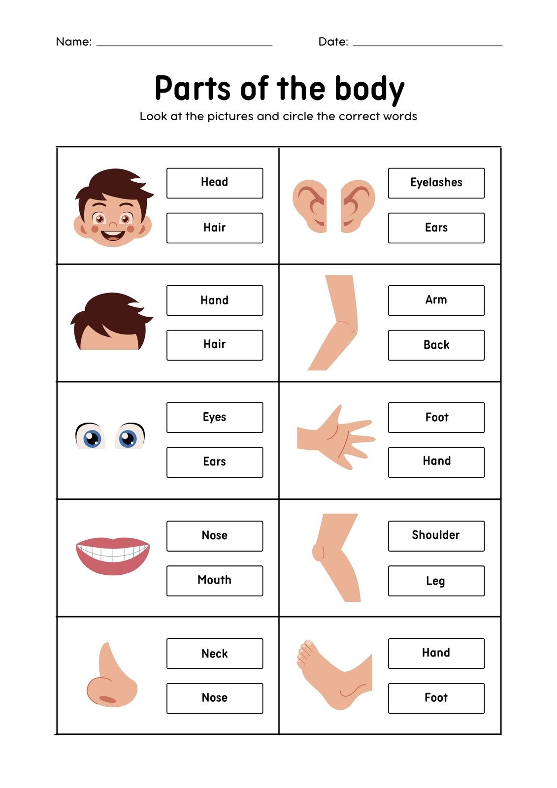 Customize 81 Body Parts Worksheets Templates Online Canva