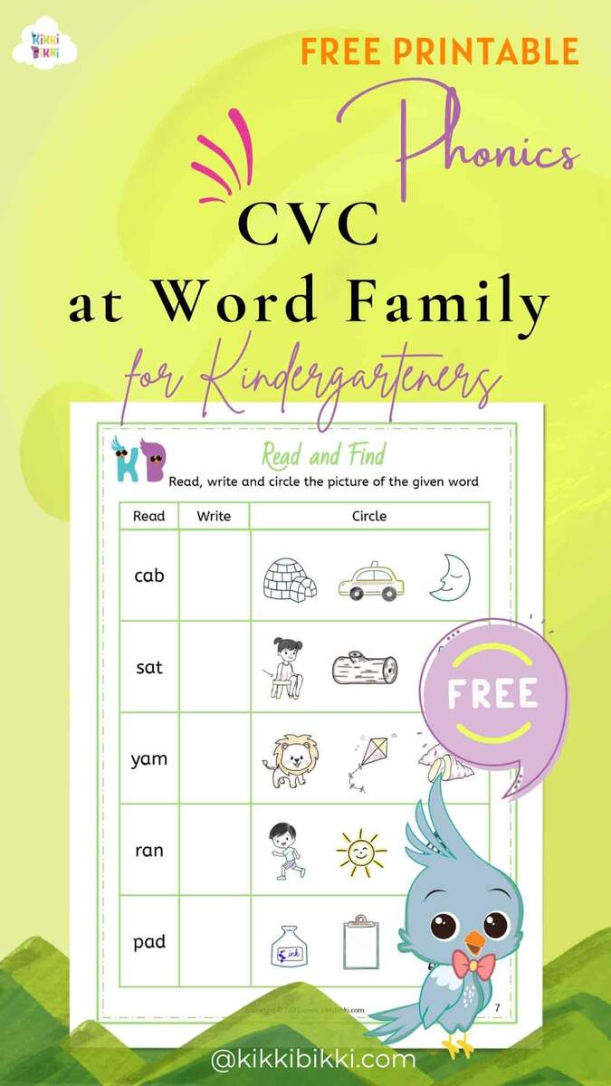 CVC Ad Word Family Free Phonics Printable