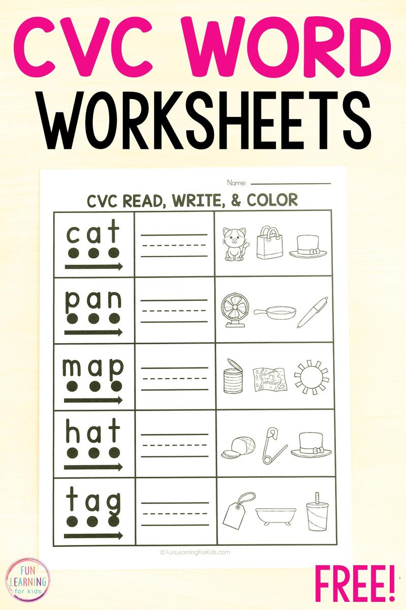 20 Free CVC Words Worksheets Teach Prints