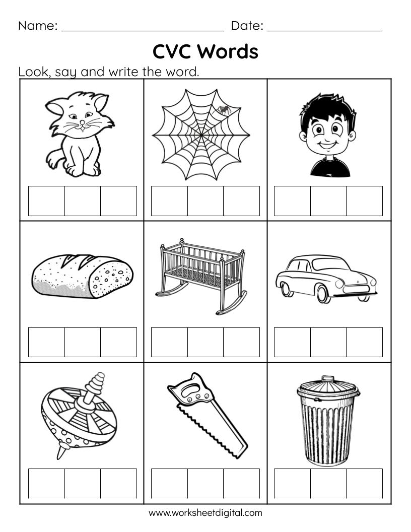 CVC Words Say And Write The CVC Words Phonics Worksheets Kindergarten Preschool Homeschool Made By Teachers