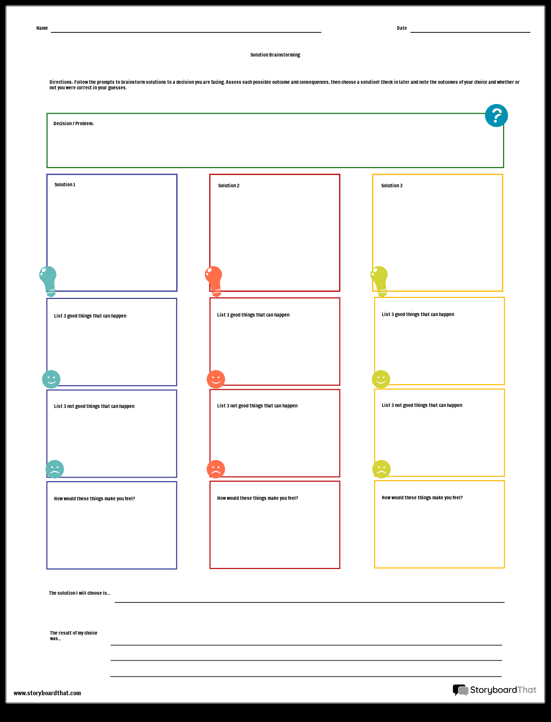 Decision Making Interactive Worksheet By Storyboard That