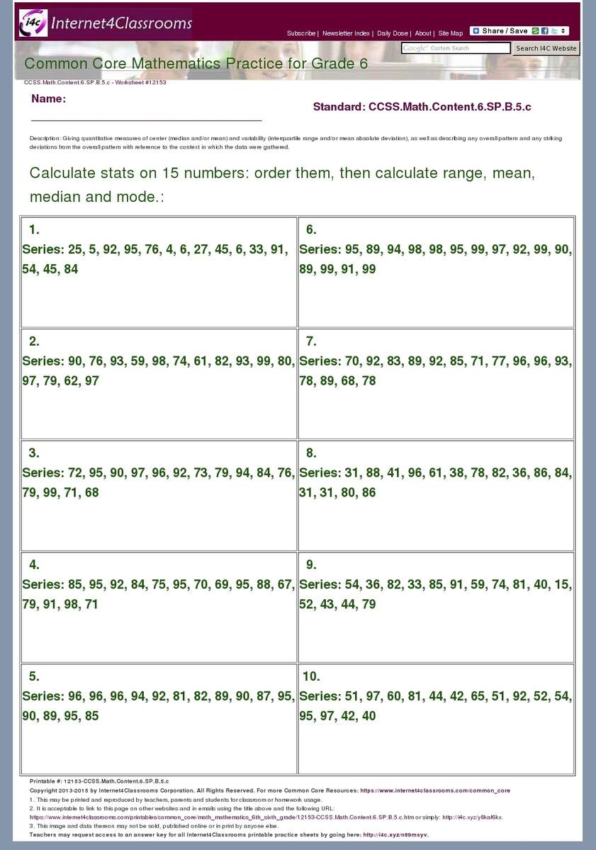 Description Download Worksheet 12153 CCSS Math Content 6 SP B 5 C Drawing Pie Charts B Worksheet 6th Grade PDF Worksheets Cazoom Math