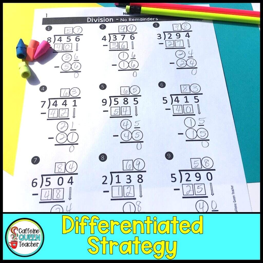Differentiated Long Division Worksheets For FREE Caffeine Queen Teacher Division Worksheets Create Customize With Storyboard That