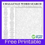 Difficult Word Search Puzzle Free Challenge Printable Growing Play