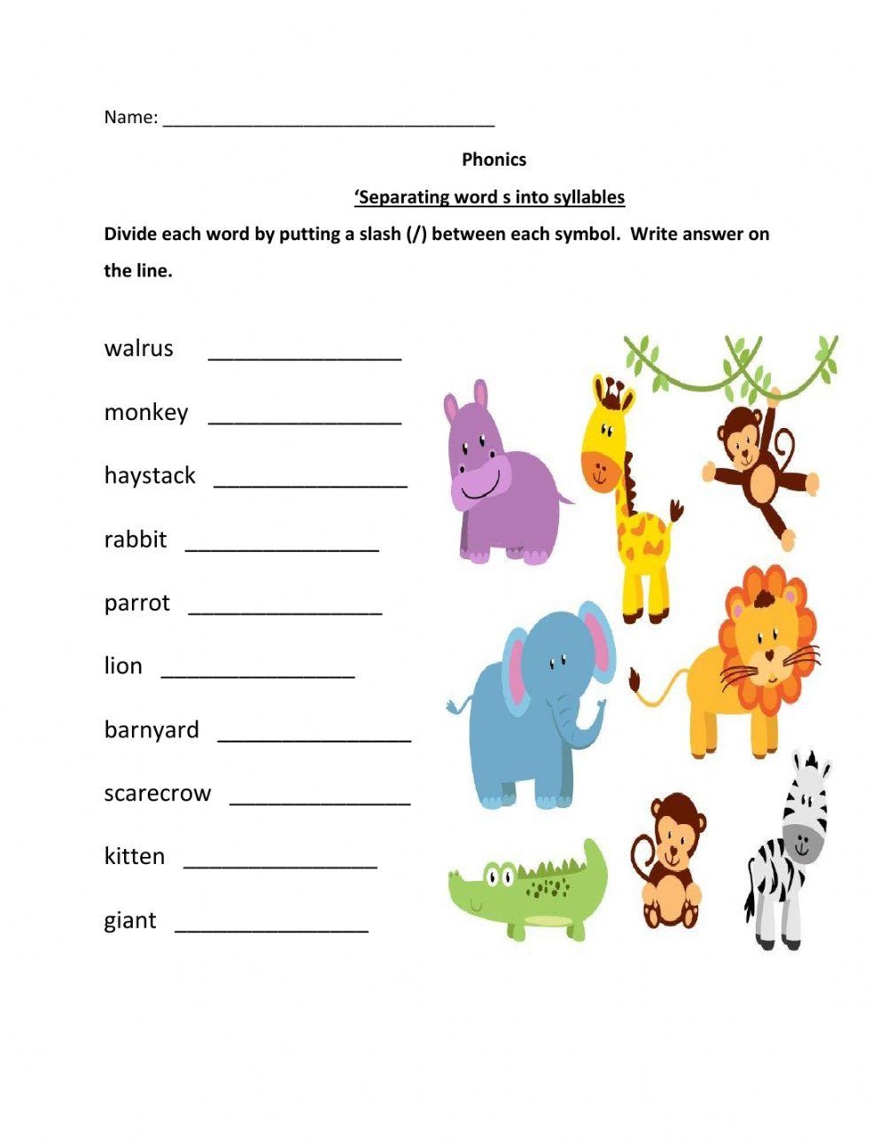 Dividing Words Into Syllables Worksheet Worksheets Library