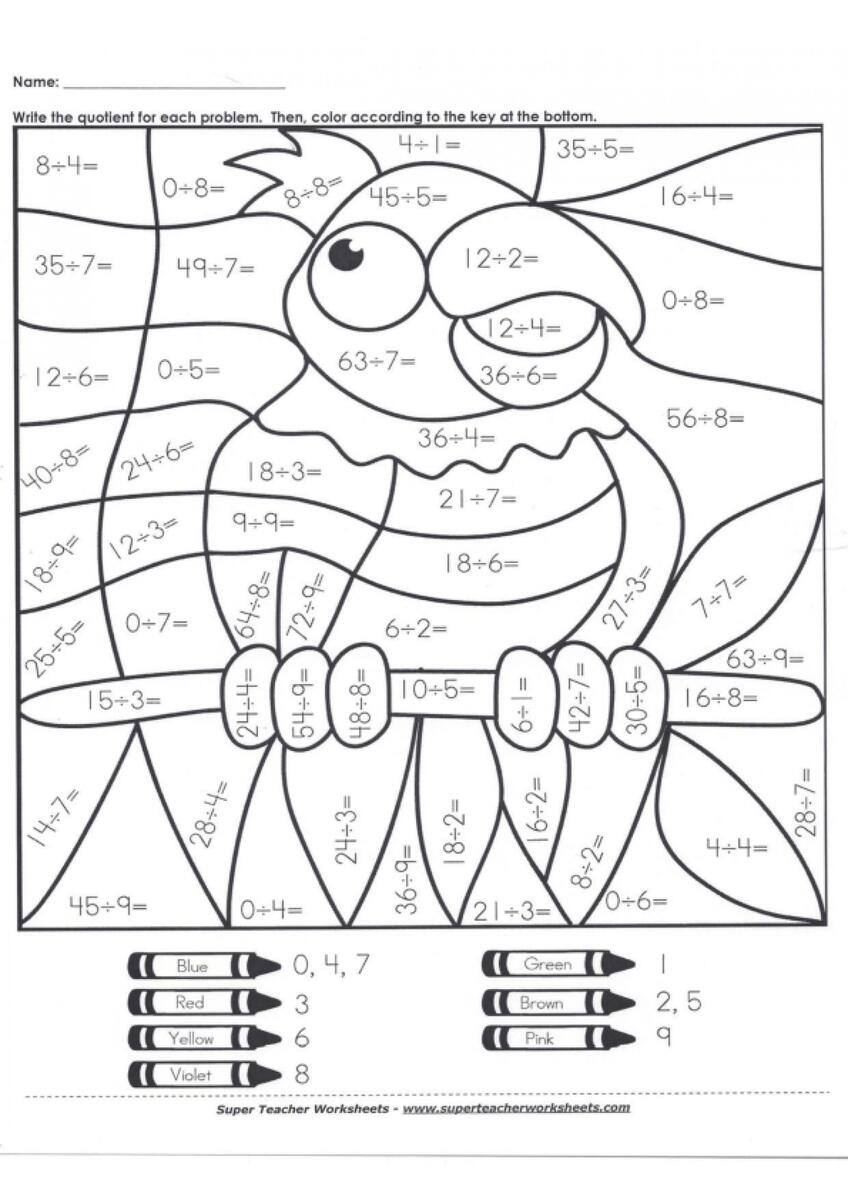 Division Coloring Sheet LoveToTeach Division Color By Number Superstar Worksheets