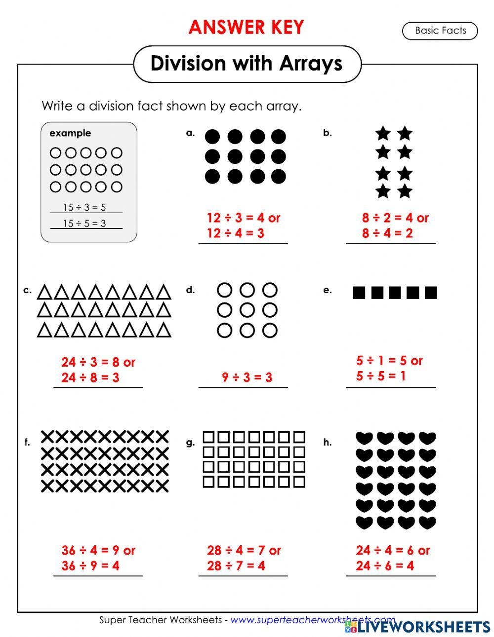 Division With Arrays Online Exercise For Worksheets Library
