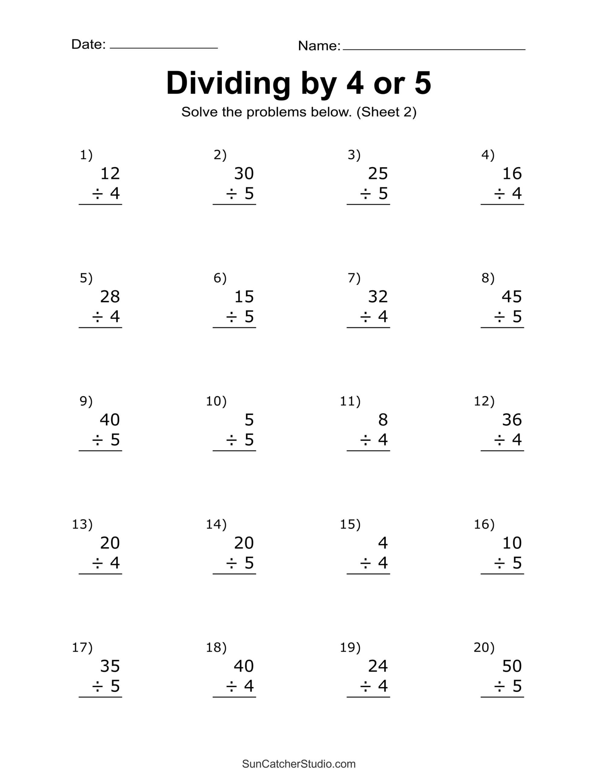 Division Worksheets Problems Free Printable Math Drills Free Printables Lettering SVG Files Tools Apps Basic Division Worksheets