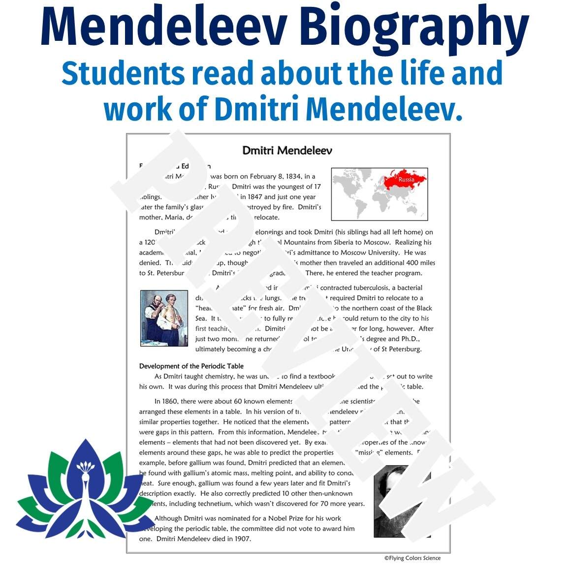 Dmitri Mendeleev Biography Mendeleev Biography For Kids Flying Colors Science