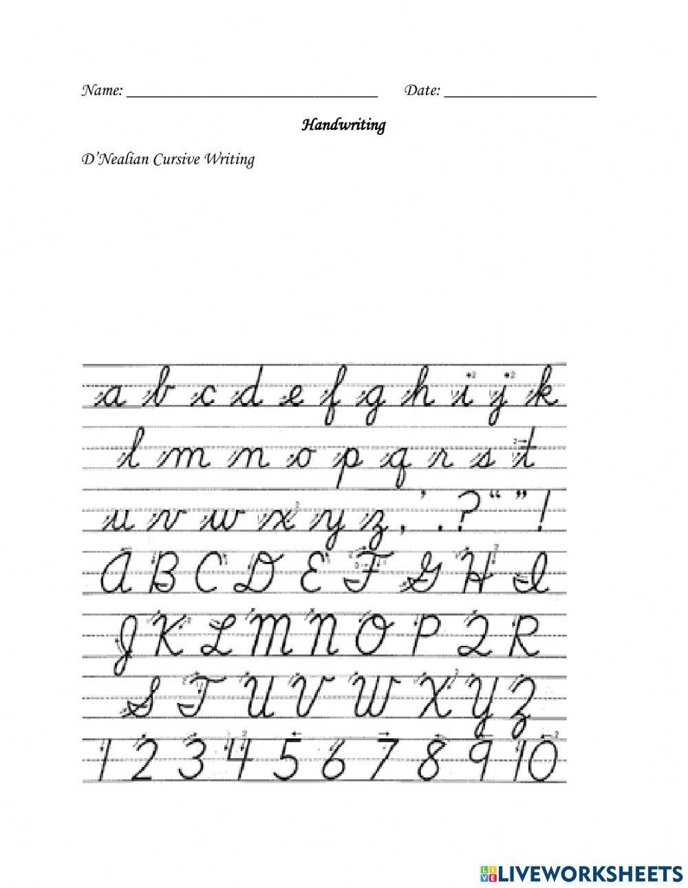 DNealian Cursive Online Worksheet Worksheets Library