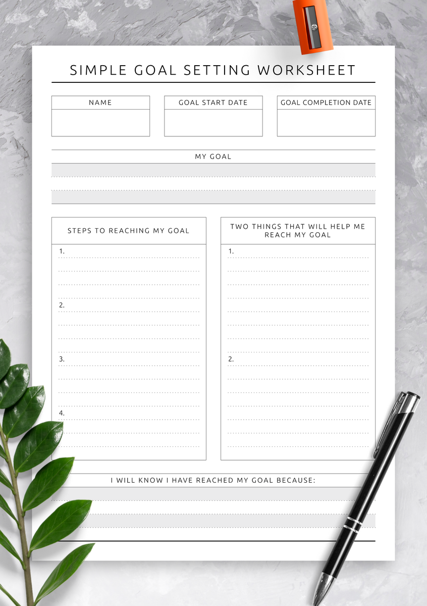 Download Printable Simple Goal Setting Worksheet Original Style PDF Business Goal Setting Worksheet PDF World Of Printables
