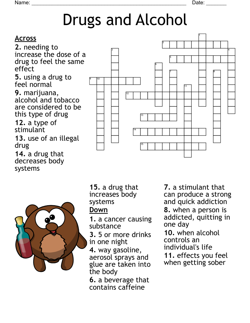 Drugs And Alcohol Worksheet WordMint