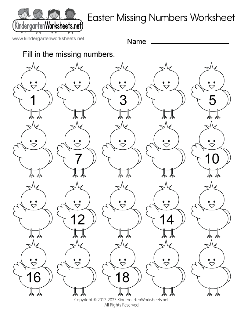 Easter Missing Numbers Worksheet Free Printable Digital PDF