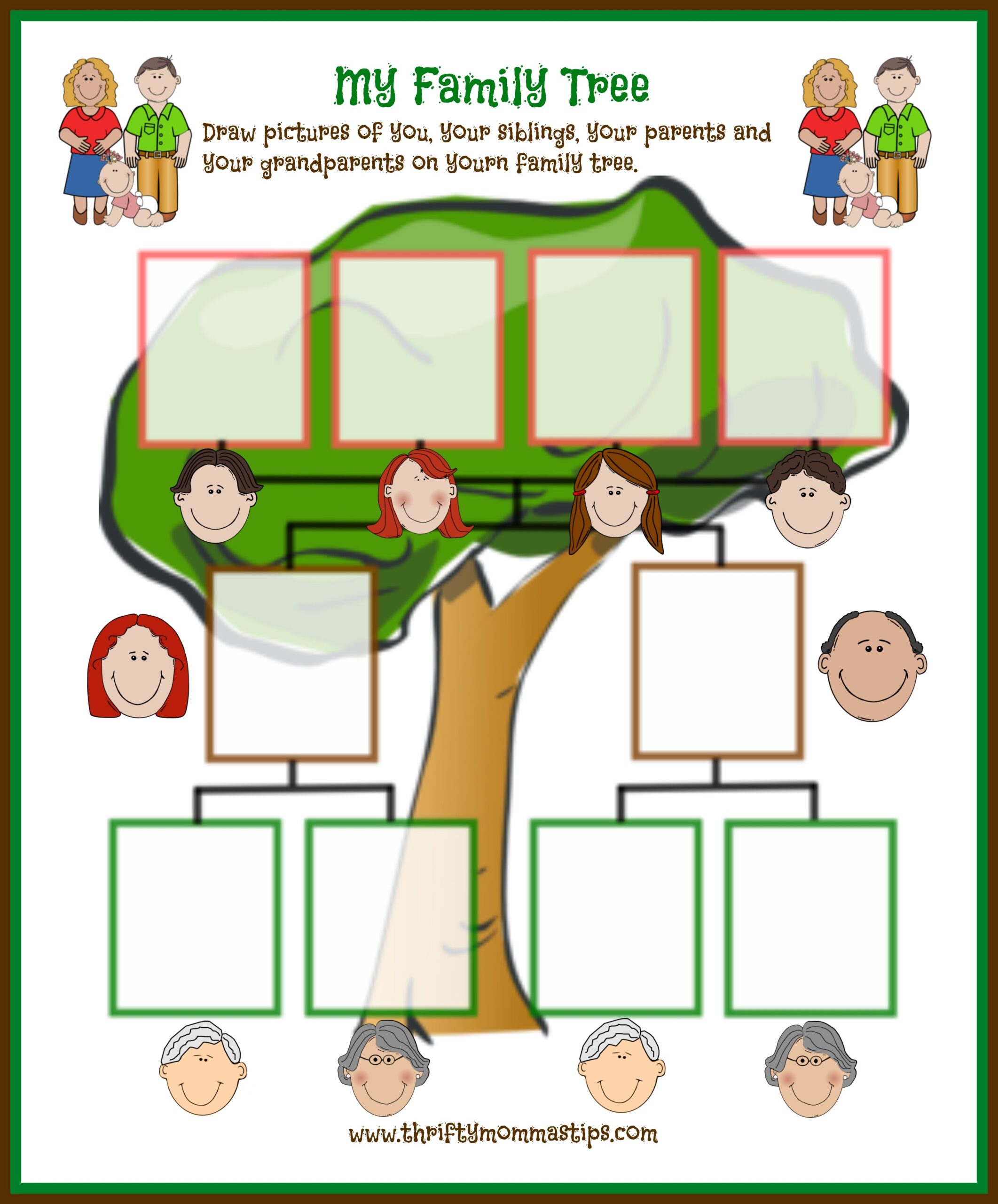 Easy Family Tree Printable For Traditional Families Family Members Worksheets The Teaching Aunt