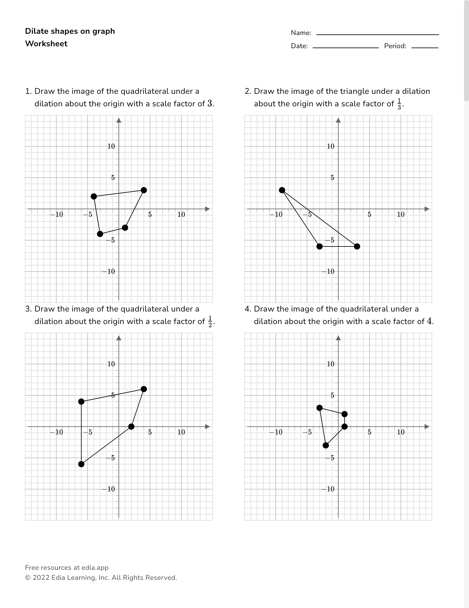 Edia AI Platform For Student Outcomes 8th Grade Scale Factor Worksheets