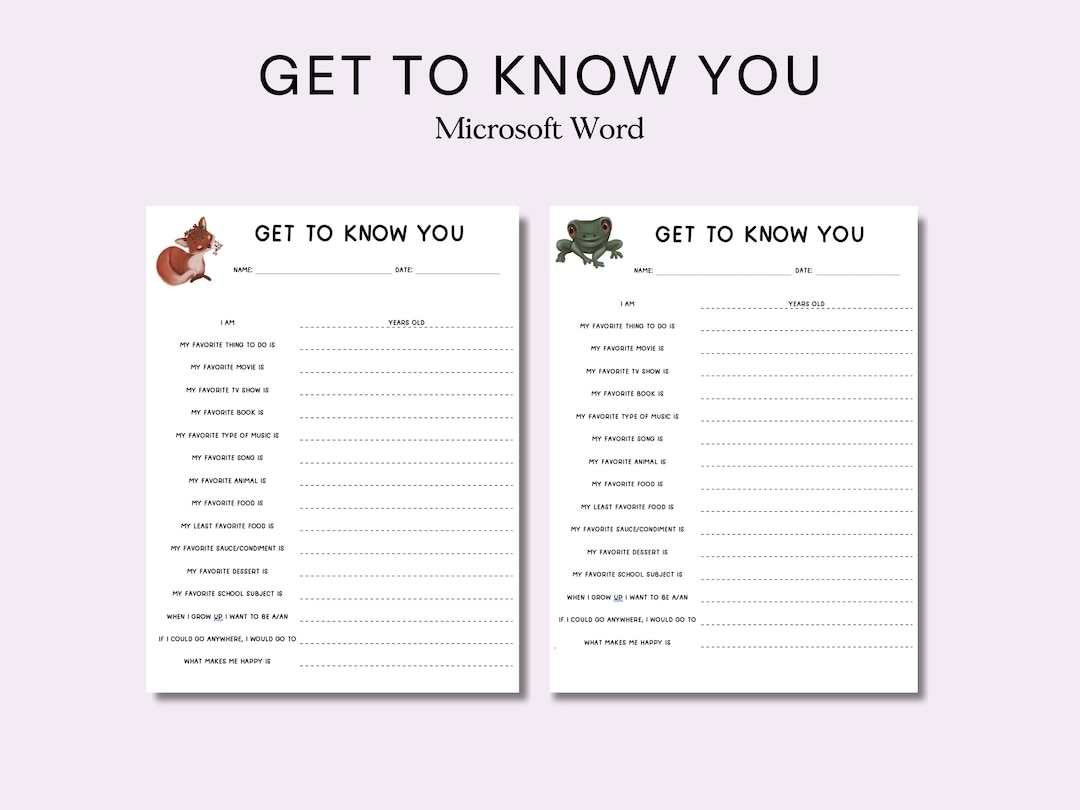 Editable Get To Know You Worksheet Digital Classroom Worksheet Team Activity Get To Know Me Worksheet First Day School Worksheet Etsy Israel