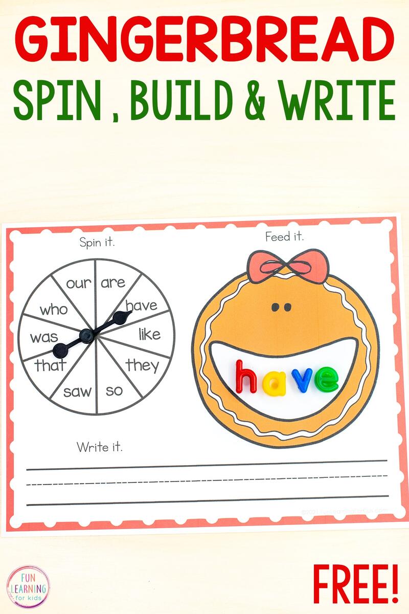 Editable Gingerbread Spin And Build Word Work Mats Printable Editable Gingerbread Spin And Build Word Work Mats Printable