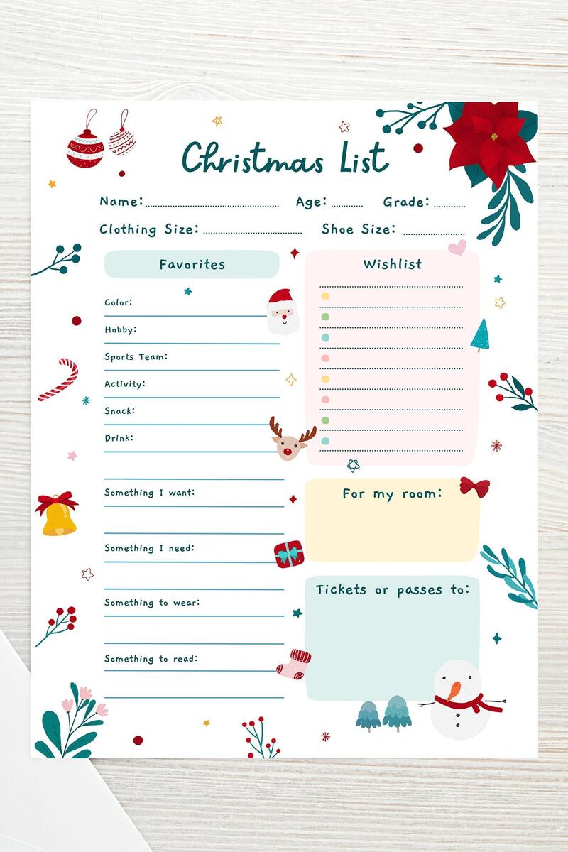 EDITABLE Kids Christmas Wish List Printable Gift Wish List Children S X Mas Wish List Kids Holiday Wish List Instant Download Etsy