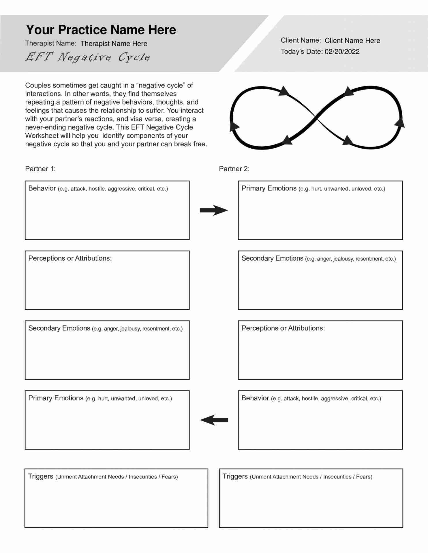 EFT Negative Cycle Worksheet PDF TherapyByPro