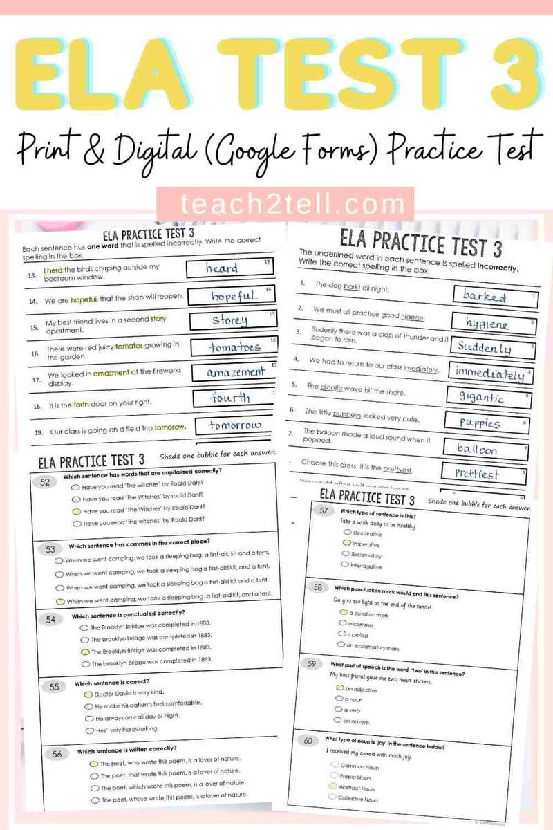 ELA Practice Test Free For 3rd 4th And 5th Grade Classroom Freebies ELA Practice Test Free For 3rd 4th And 5th Grade Classroom Freebies