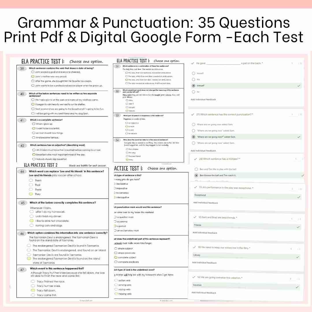 ELA Test Prep Grade 3 Grade 4 Grade 5 Essential Bundle ELA Practice Test Free For 3rd 4th And 5th Grade Classroom Freebies