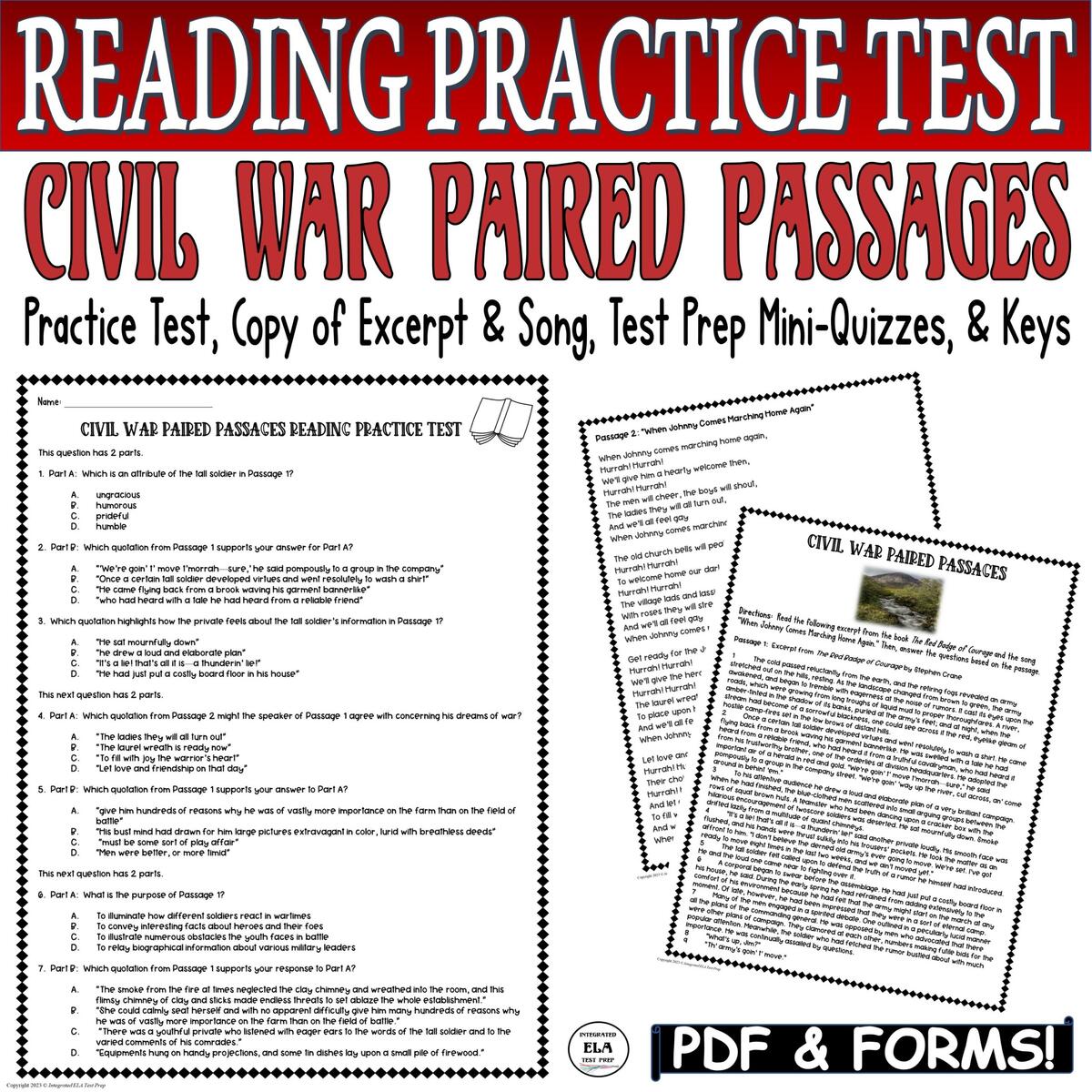 ELA Test Prep PRACTICE TEST Paired Passages With Questions Reading Comprehension Made By Teachers ELA Test Prep PRACTICE TEST Paired Passages With Questions Reading Comprehension Made By Teachers