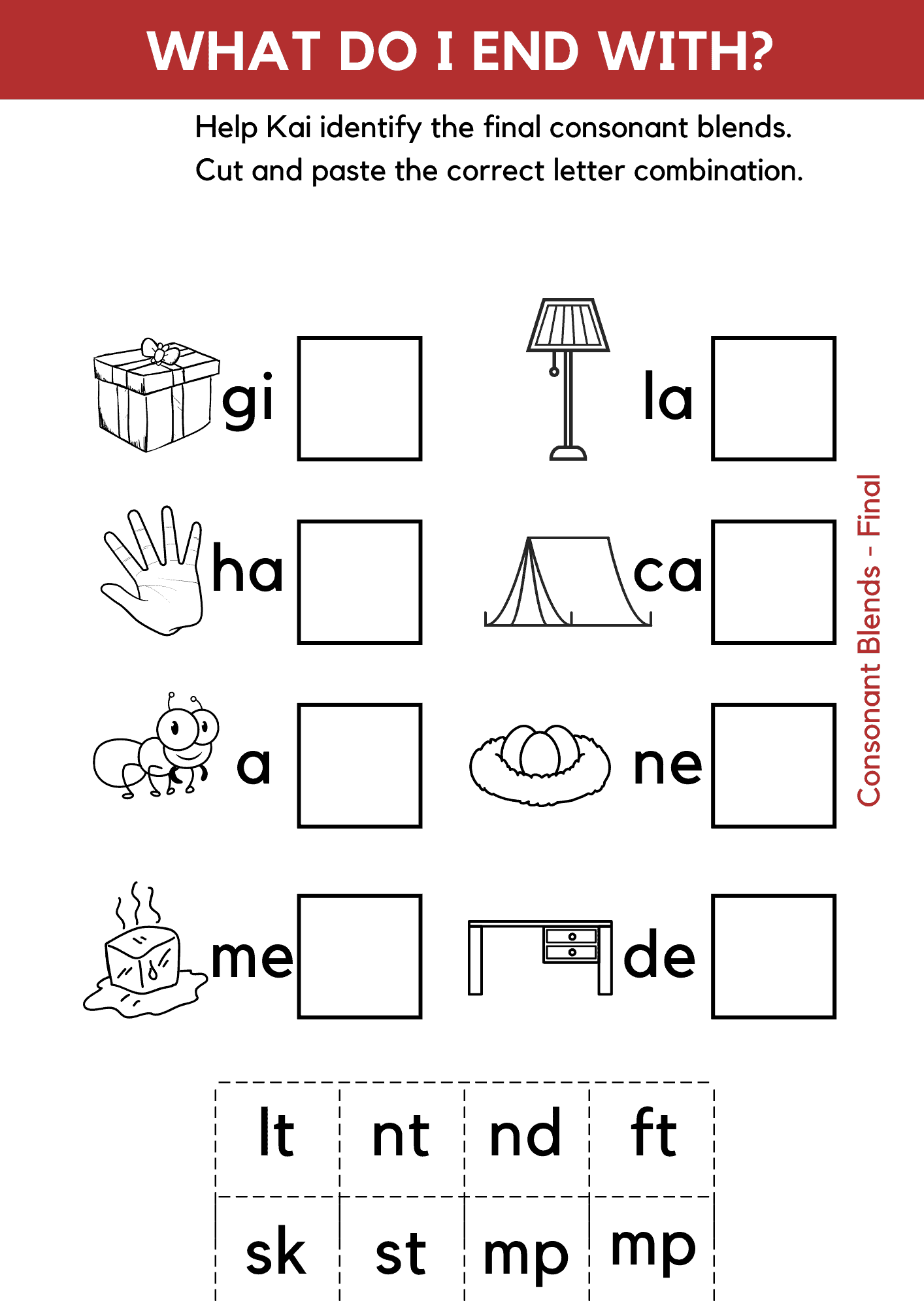 Ending Blend Worksheets Set 2 Free Word Work Worksheets Library