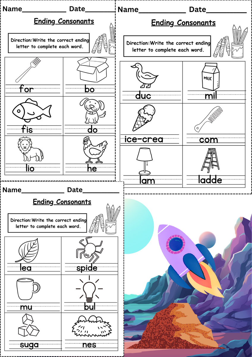 Ending Consonants Worksheets For Kindergarten Grade 1 FREE Printable Final Ending Blends Worksheets