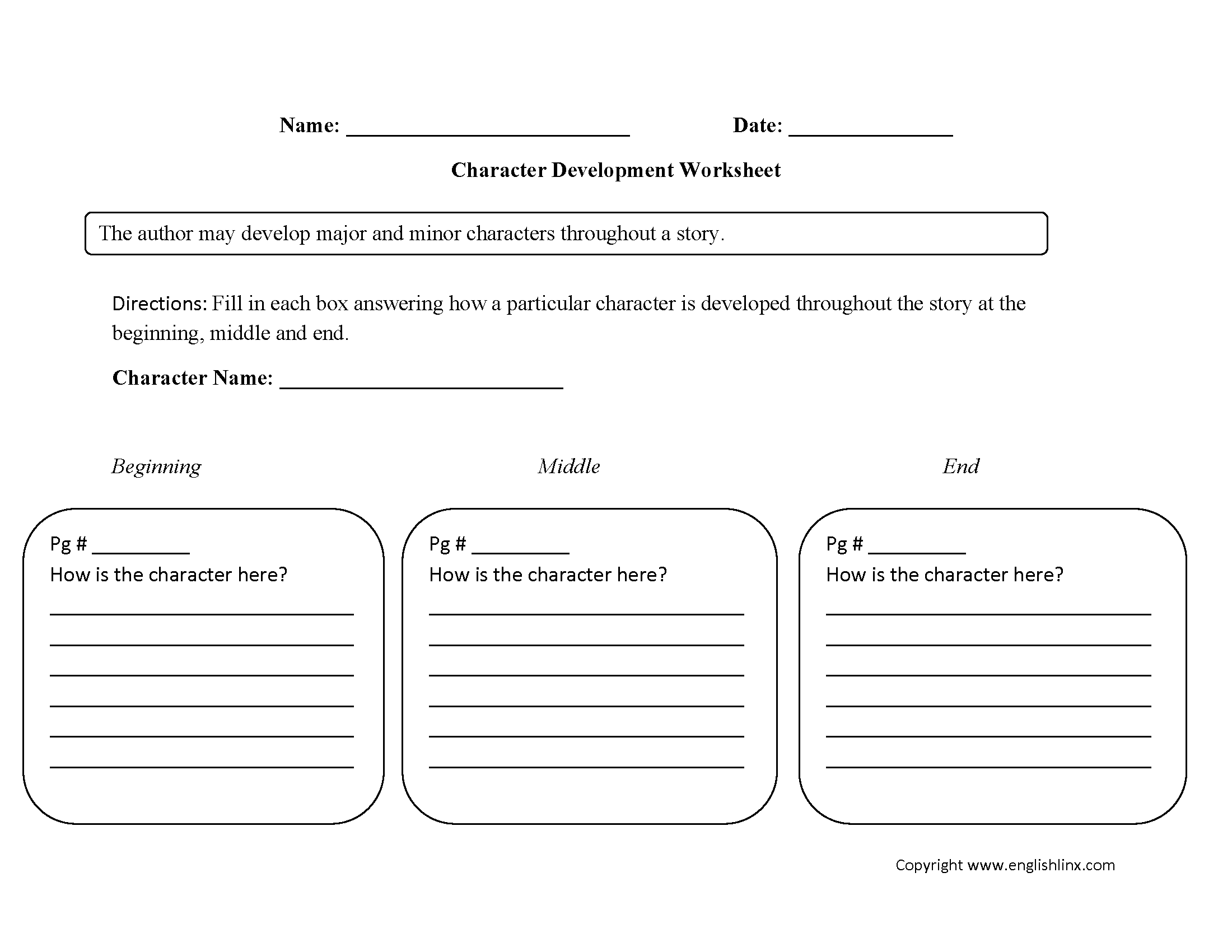 Englishlinx Character Analysis Worksheets Englishlinx Character Analysis Worksheets
