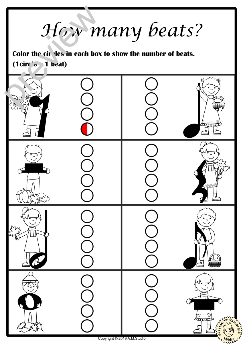 Fall Music Rhythm Worksheets For Beginners Fall Music Rhythm Worksheets For Beginners