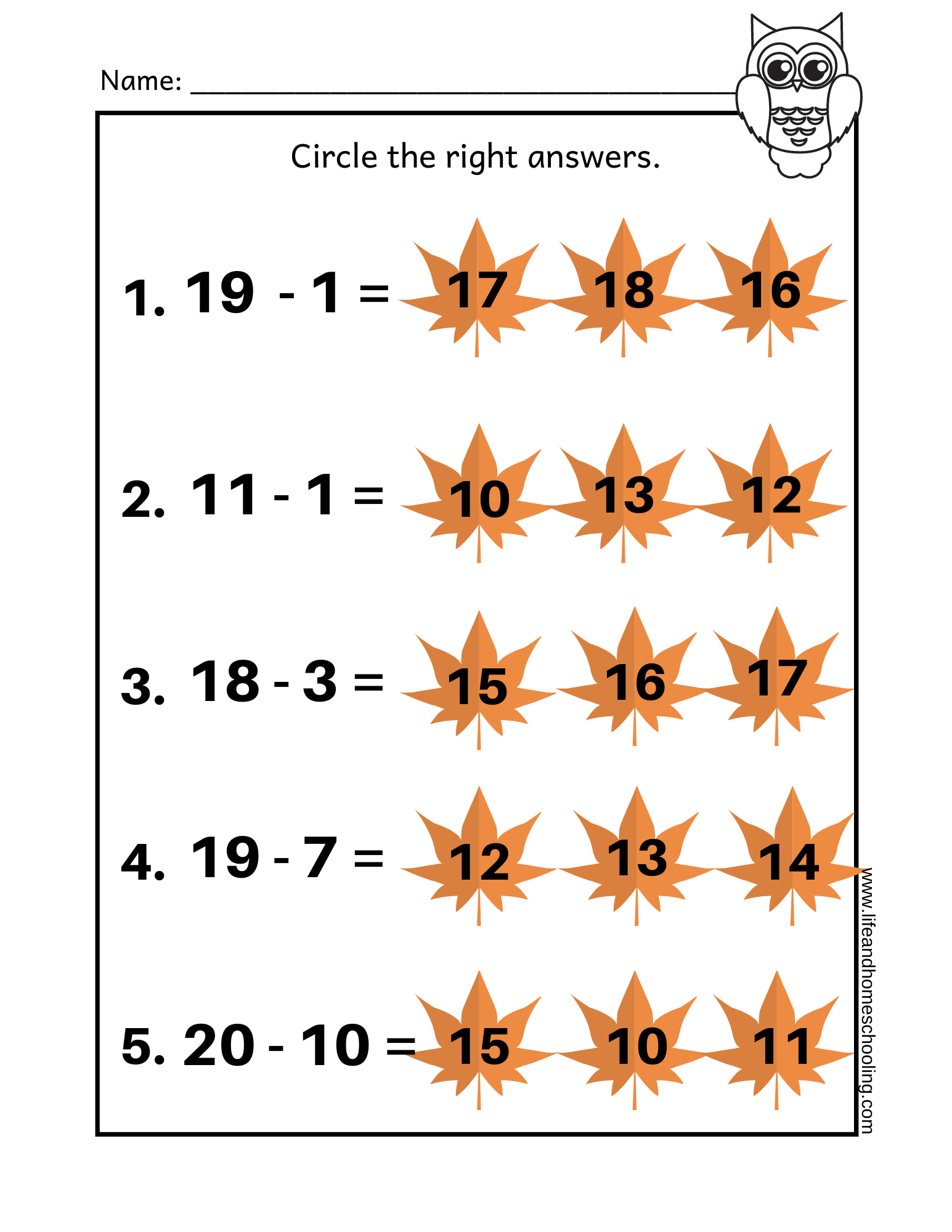 Fall Themed Kinder 2nd Grade Math add Subtract Made By Teachers