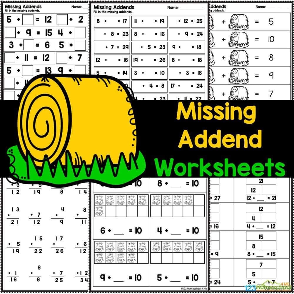 Find The Missing Addend Worksheets For K 1