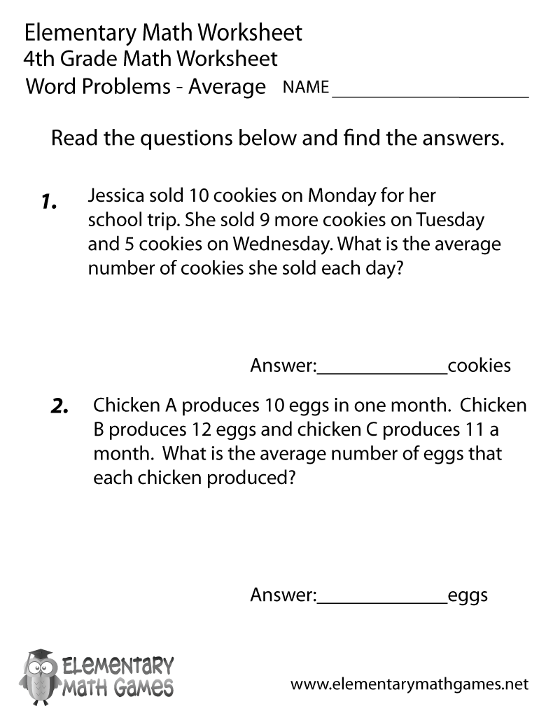 Fourth Grade Word Problems Worksheet Fourth Grade Word Problems Worksheet