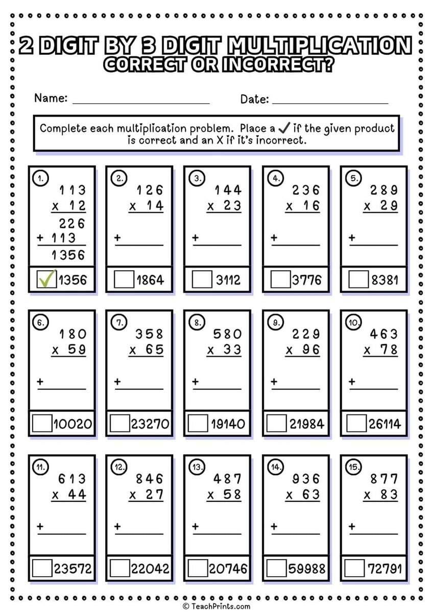 Free 2 Digit By 3 Digit Multiplication Worksheets Teach Prints