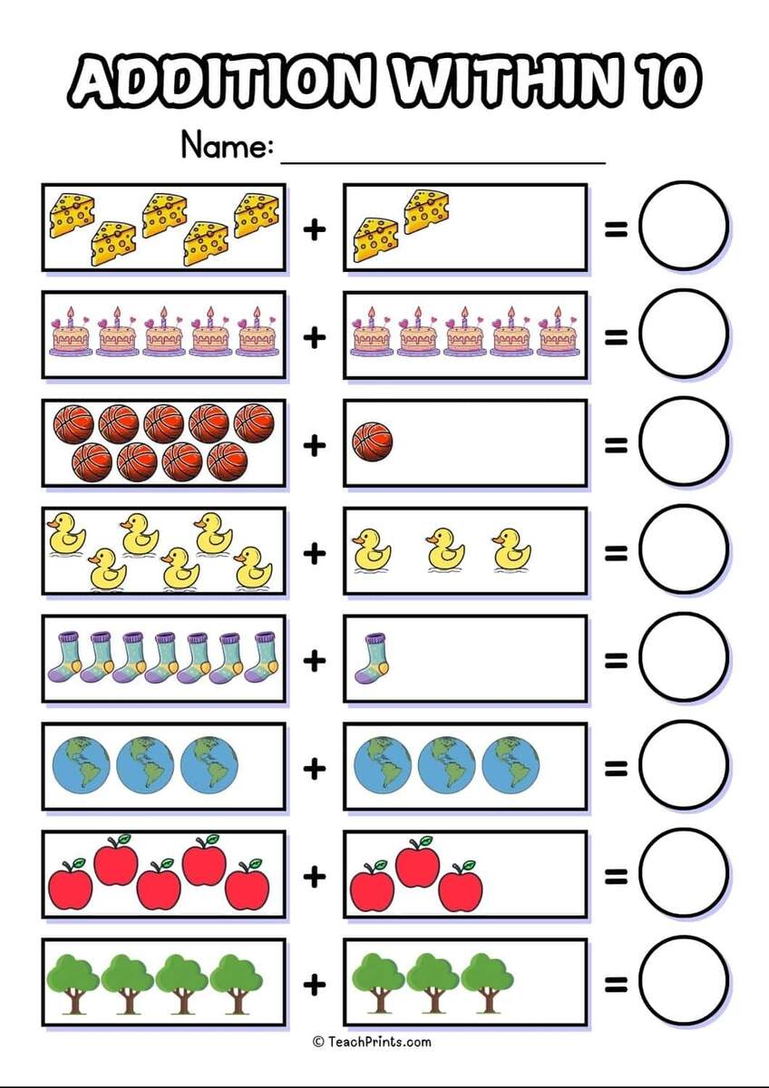 Free Addition To 10 Worksheets Teach Prints