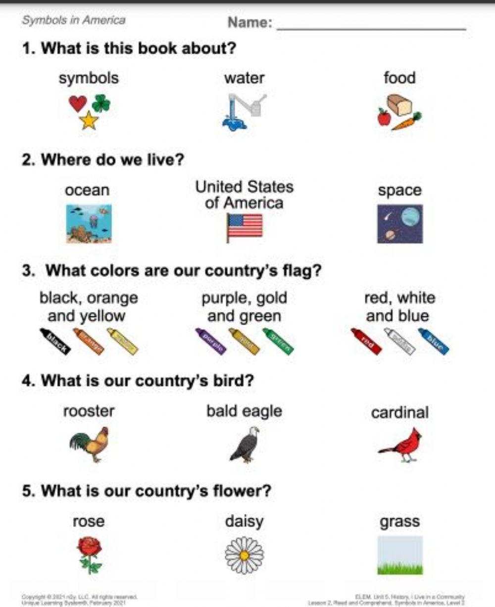 FREE American Symbols For Kids Printable Worksheets Worksheets Library