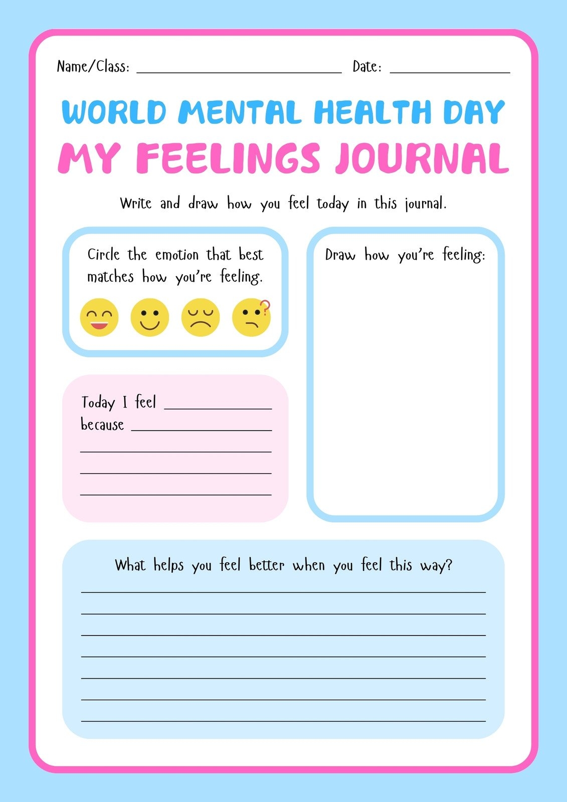 Free And Customizable Mental Health Templates Canva Free Mental Health Check In Worksheet PDF Bearable App