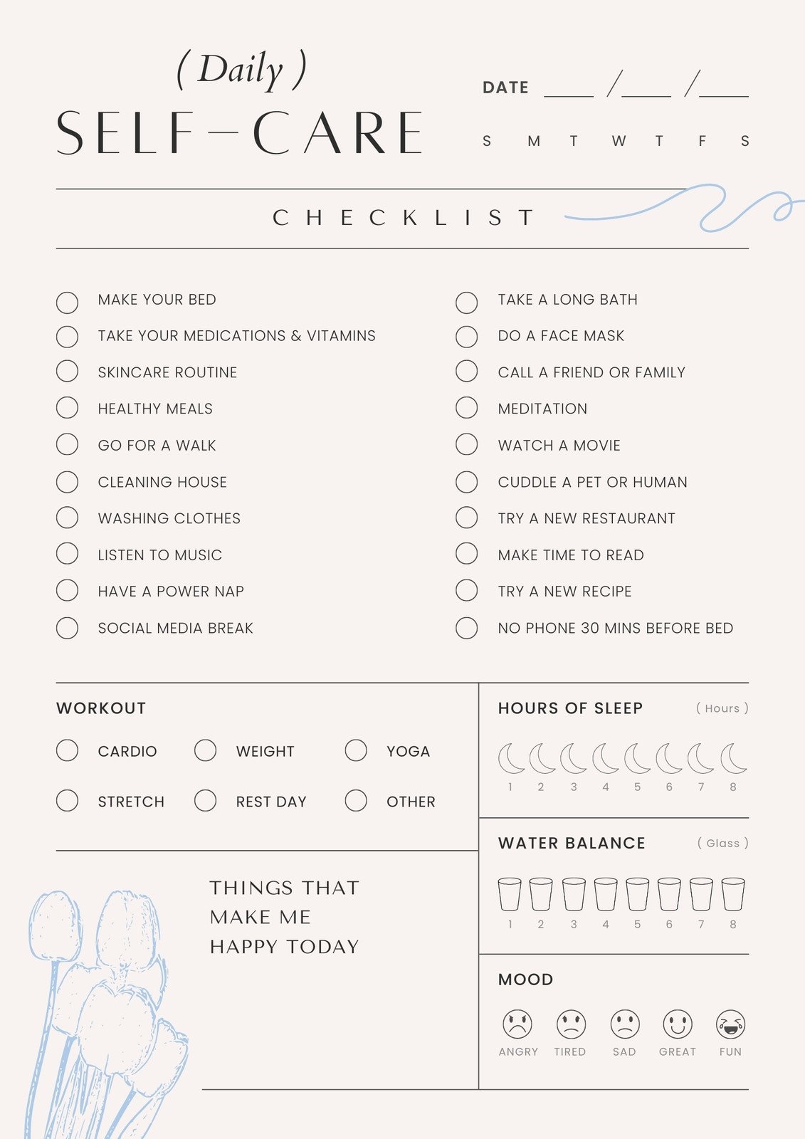 Free And Customizable Self Care Templates Free And Customizable Self Care Templates
