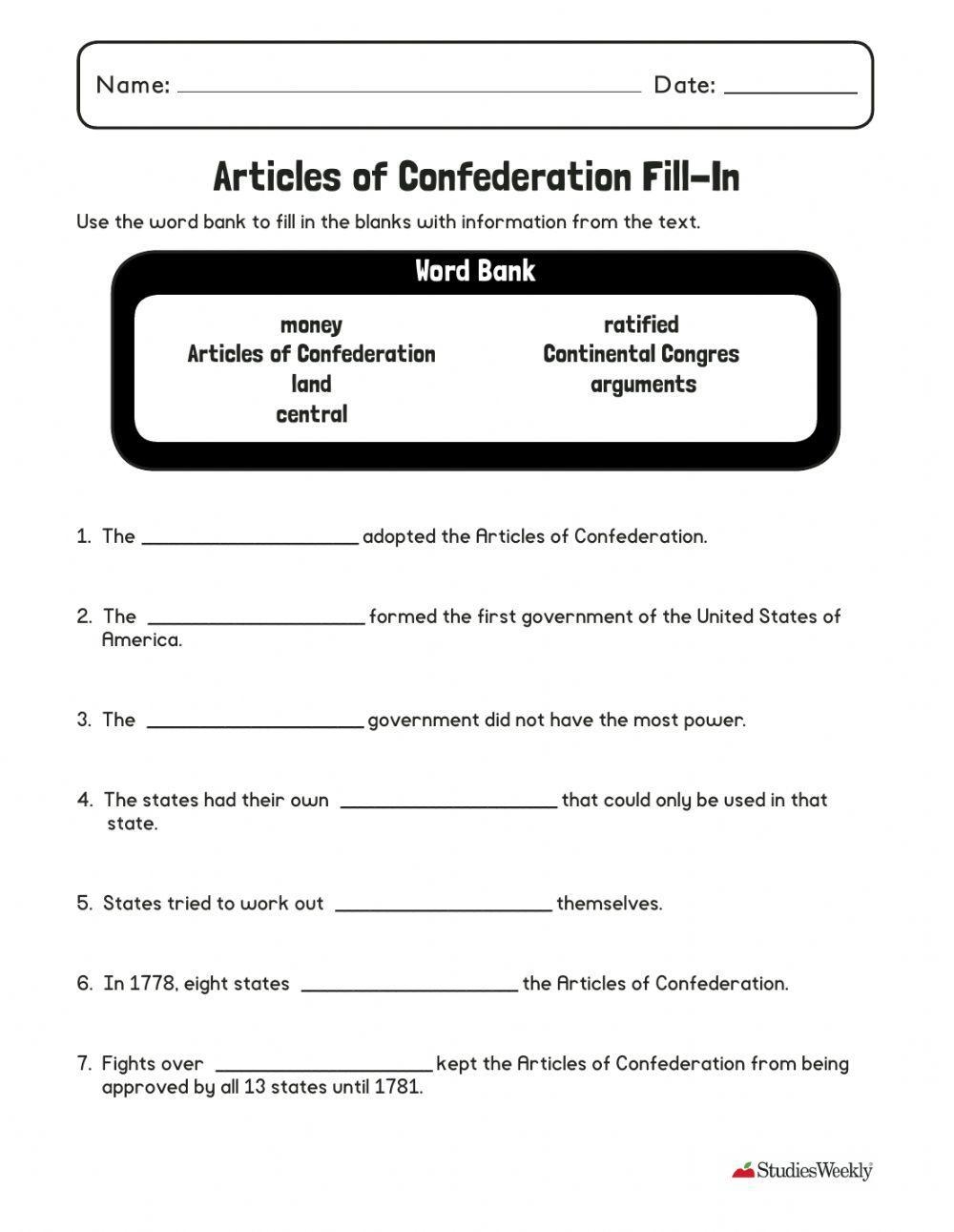 Free Articles Of Confederation Worksheet Download Free Articles Of Confederation Worksheet Png Images Free Worksheets On Clipart Library