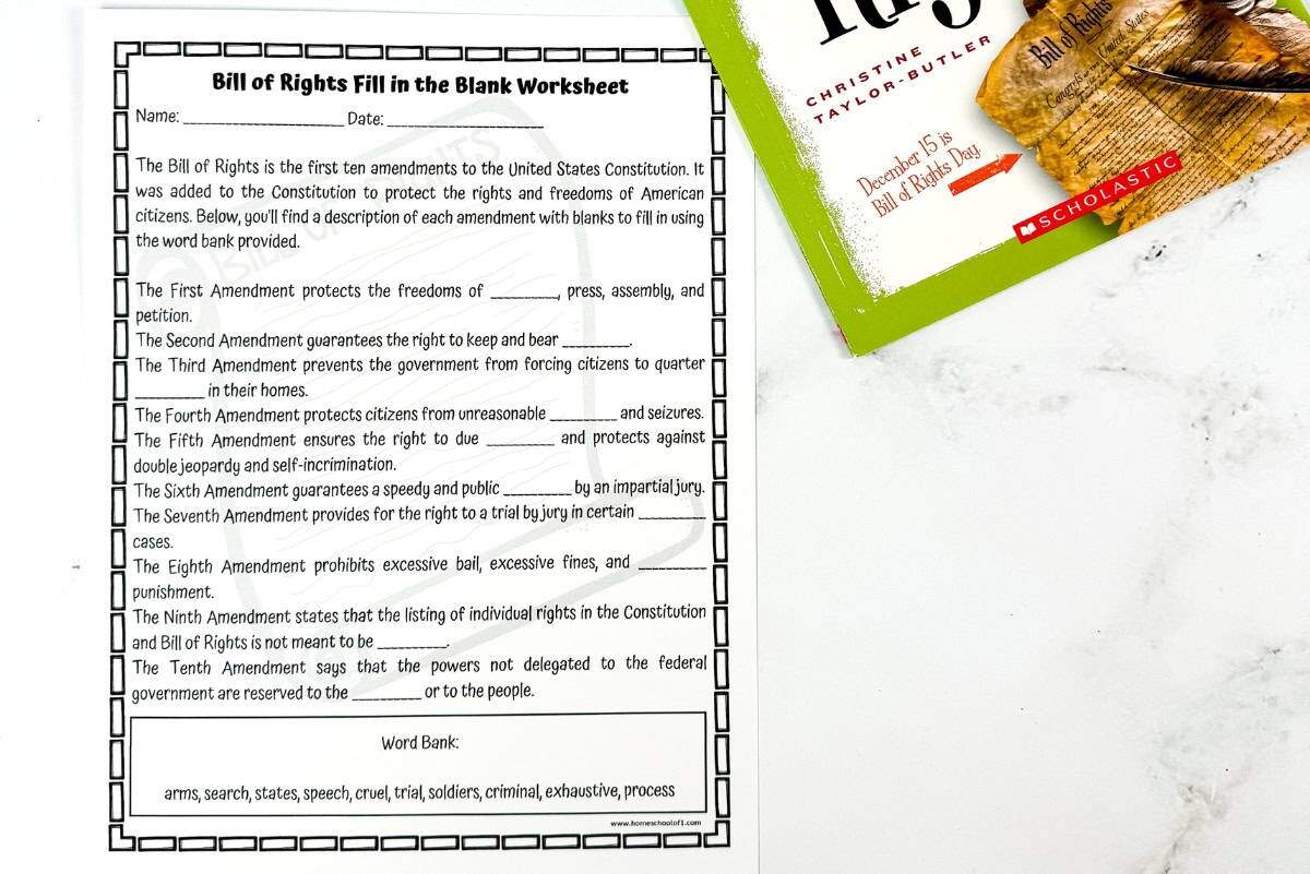 Free Bill Of Rights Worksheet Fill In The Blank Free Bill Of Rights Worksheet Fill In The Blank