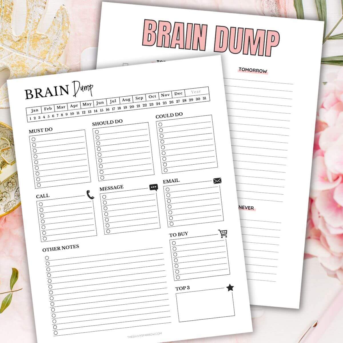 Free Brain Dump Template To Get Yourself Organized Free Brain Dump Template To Get Yourself Organized