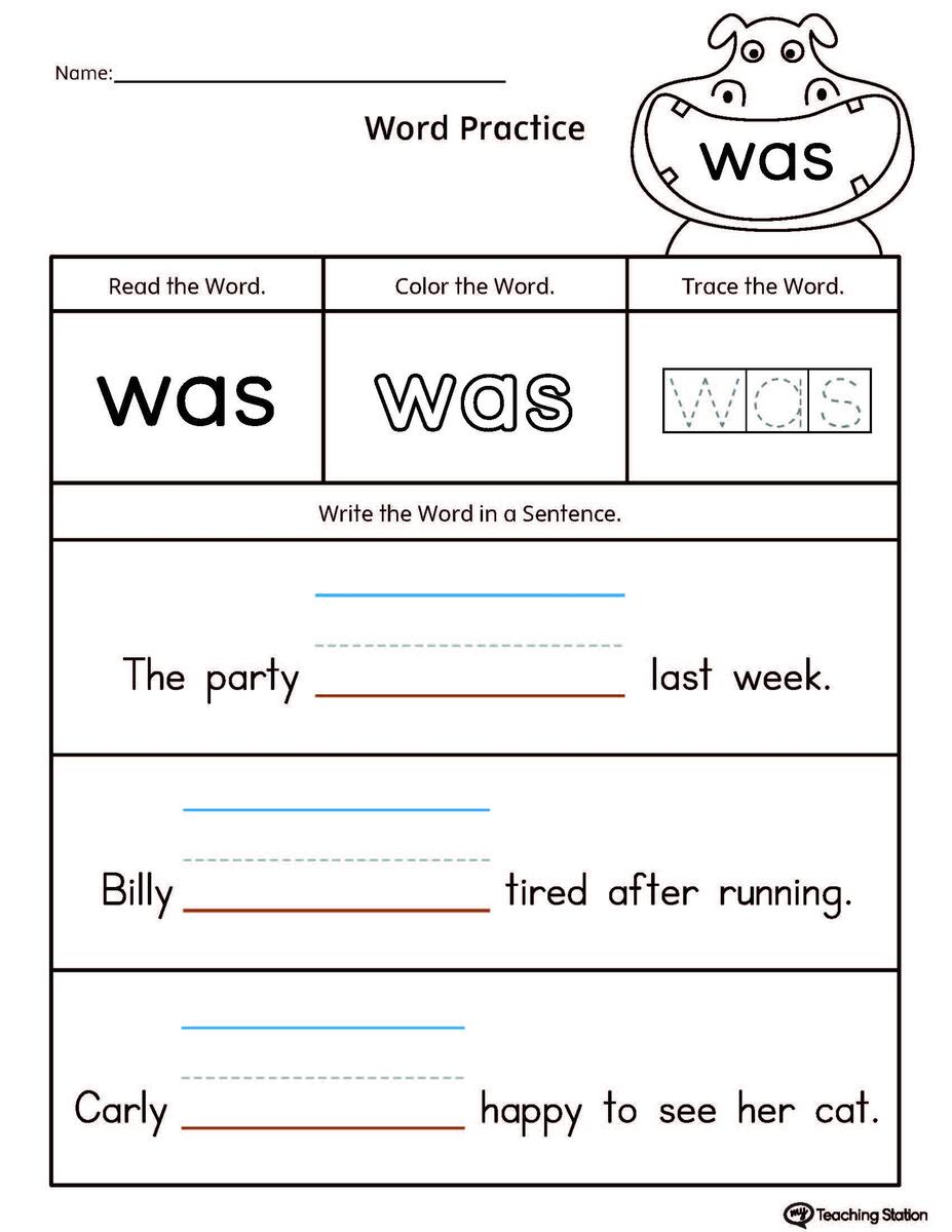 FREE Build Sentences Using Sight Word WAS MyTeachingStation Fill In The Blank Sight Word Sentences Set 2 The Printable Princess