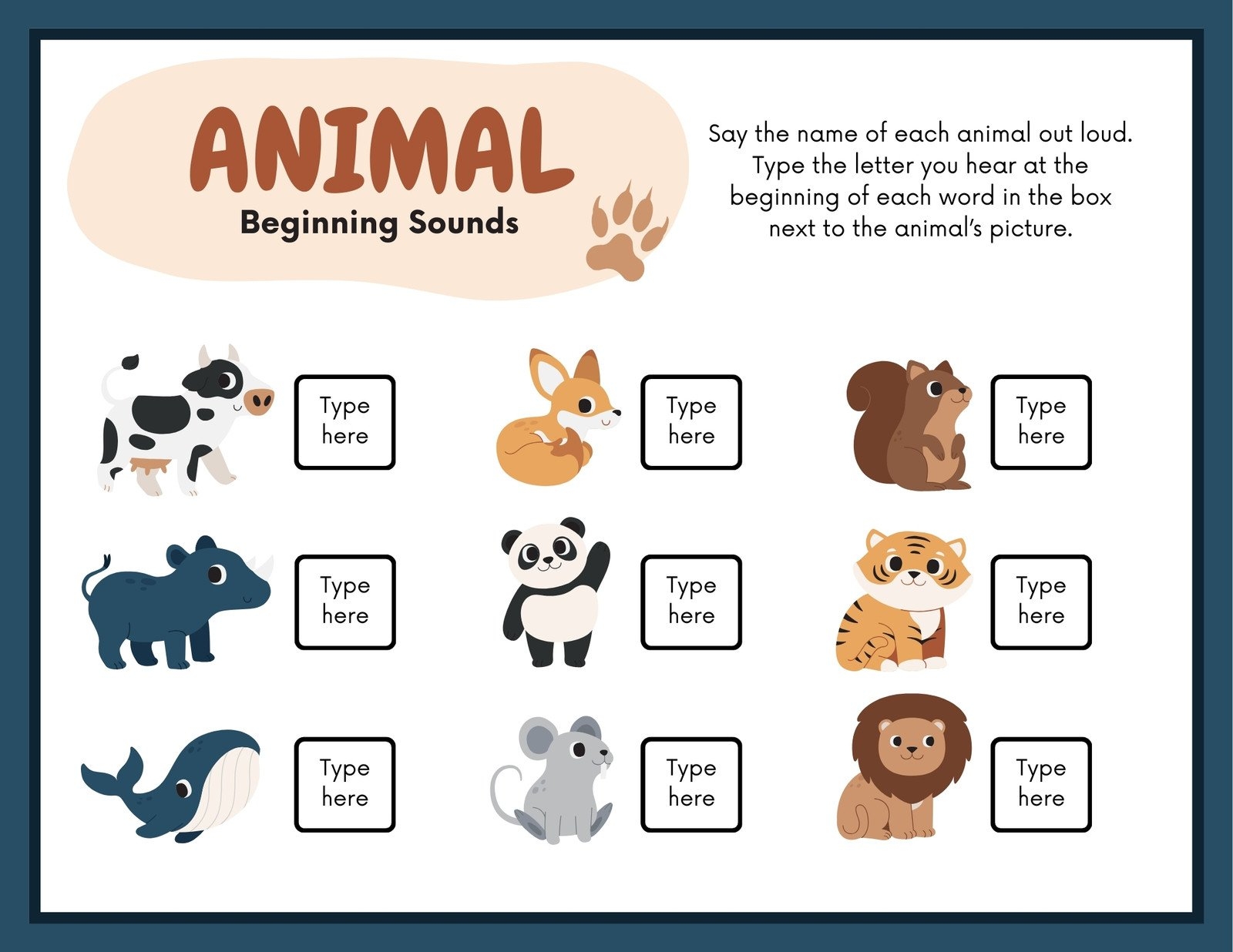 Free Custom Printable Animal Worksheet Templates Canva Free Custom Printable Animal Worksheet Templates Canva