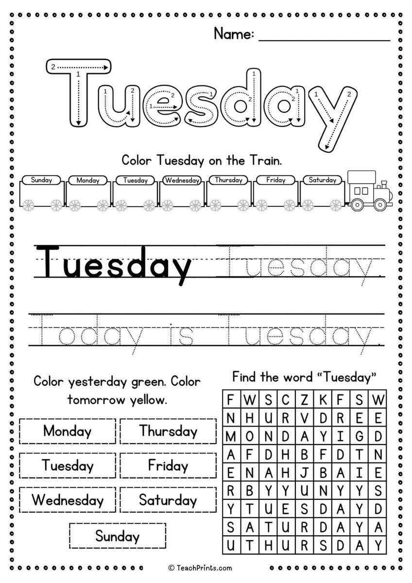 Printable Days Of The Week Trace And Write Worksheet For Kindergarten Teaching Resources