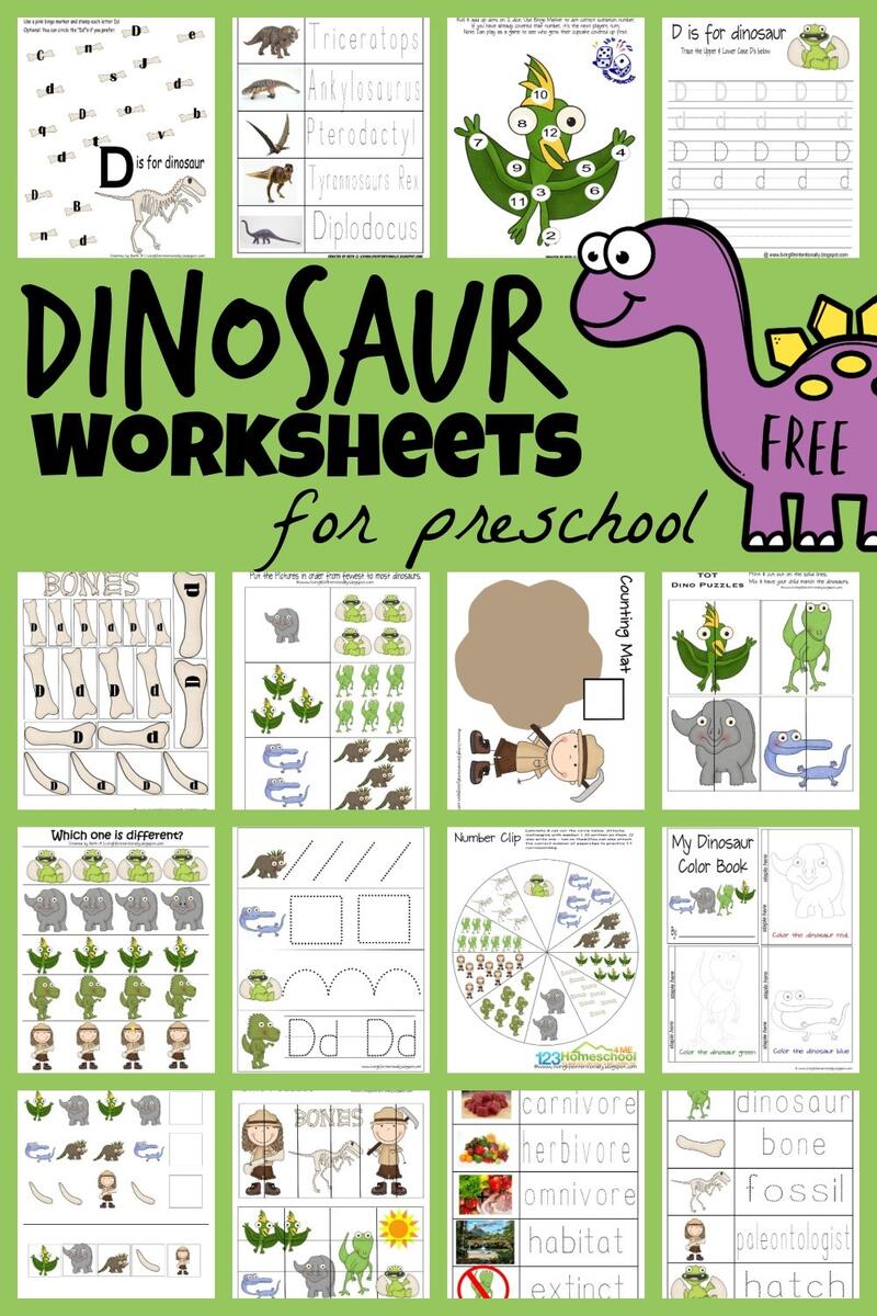 FREE Dinosaur Worksheets Preschool Printables 10 Little Dinosaurs Worksheet Count Circle Super Simple