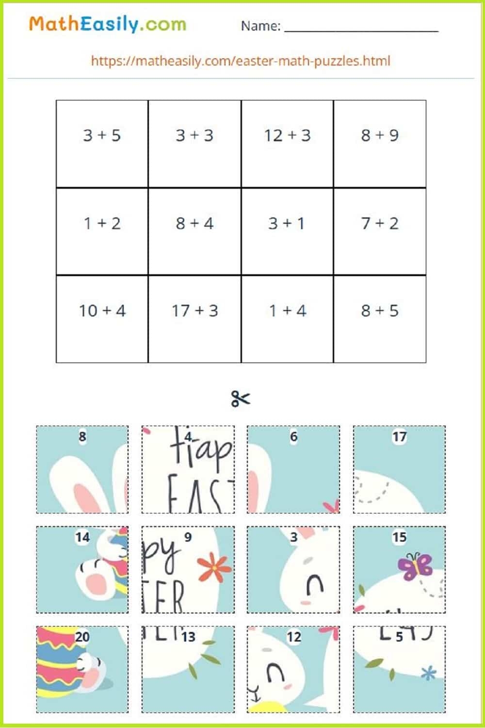 Free Easter Math Puzzles PRINTABLE Free Easter Math Puzzles PRINTABLE