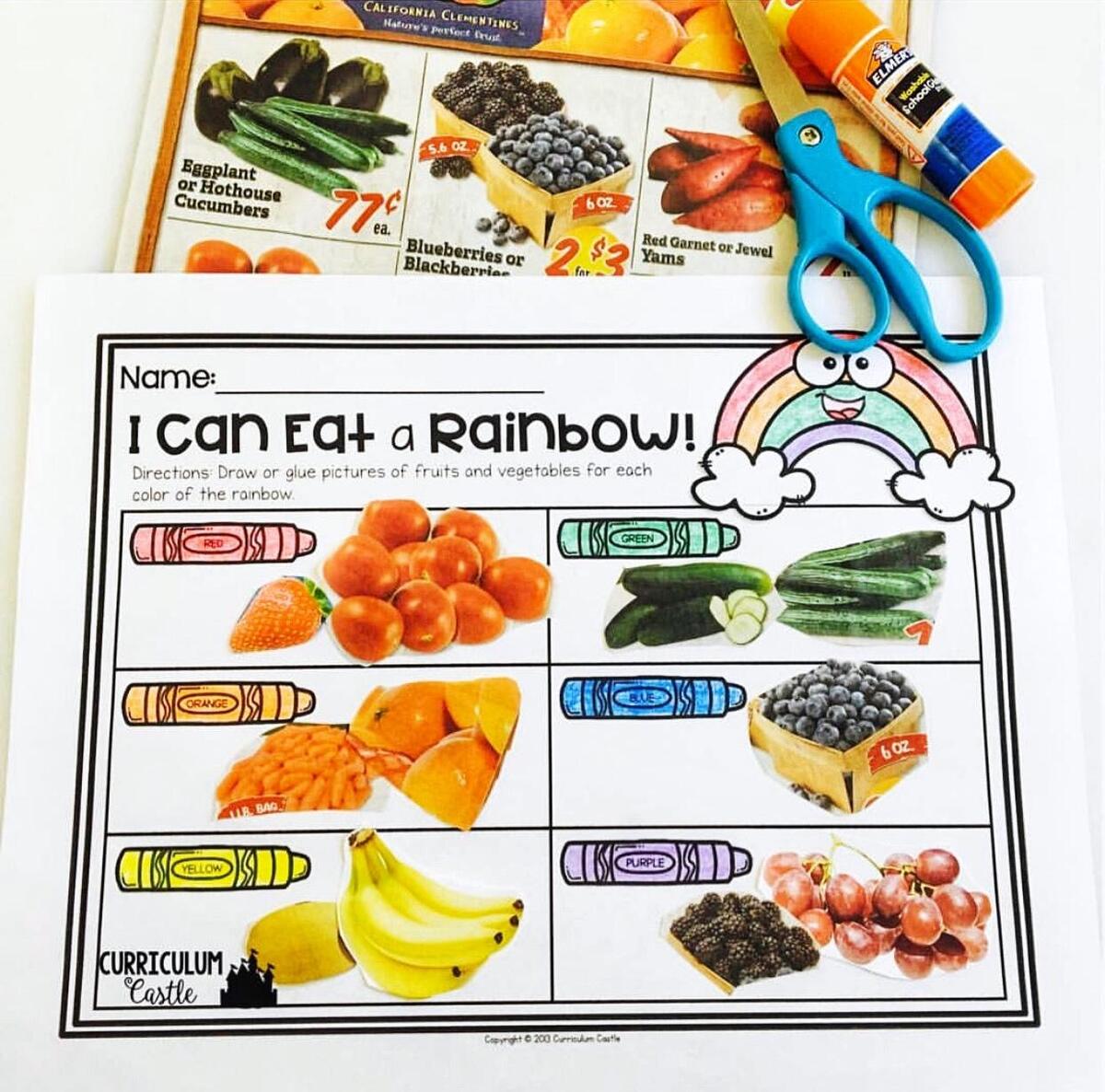 FREE Eat A Rainbow Nutrition Activity For Kids CURRICULUM CASTLE Eat The Rainbow Food Tracker Printable Chart Preschool And Kindergarten Printable Checklist Etsy