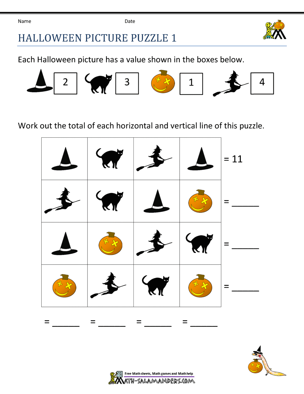 Free Printable Halloween Color By Addition Worksheet