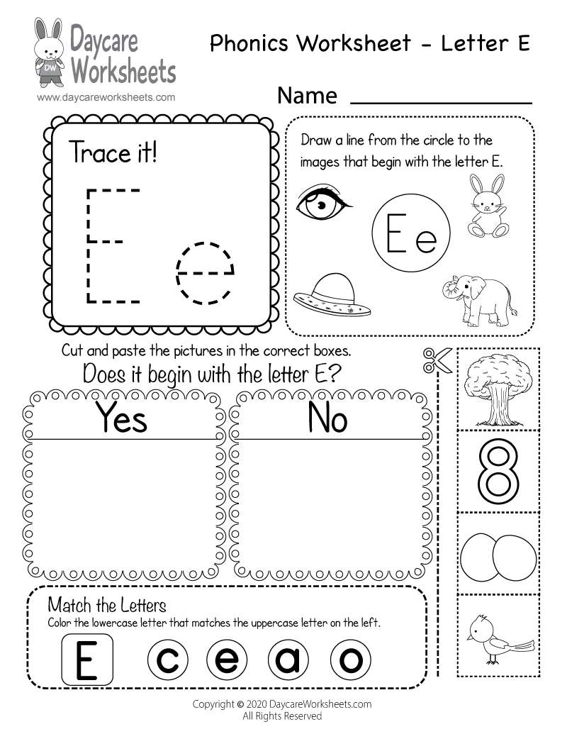 Free Letter E Phonics Worksheet For Preschool Beginning Sounds Free Letter E Phonics Worksheet For Preschool Beginning Sounds