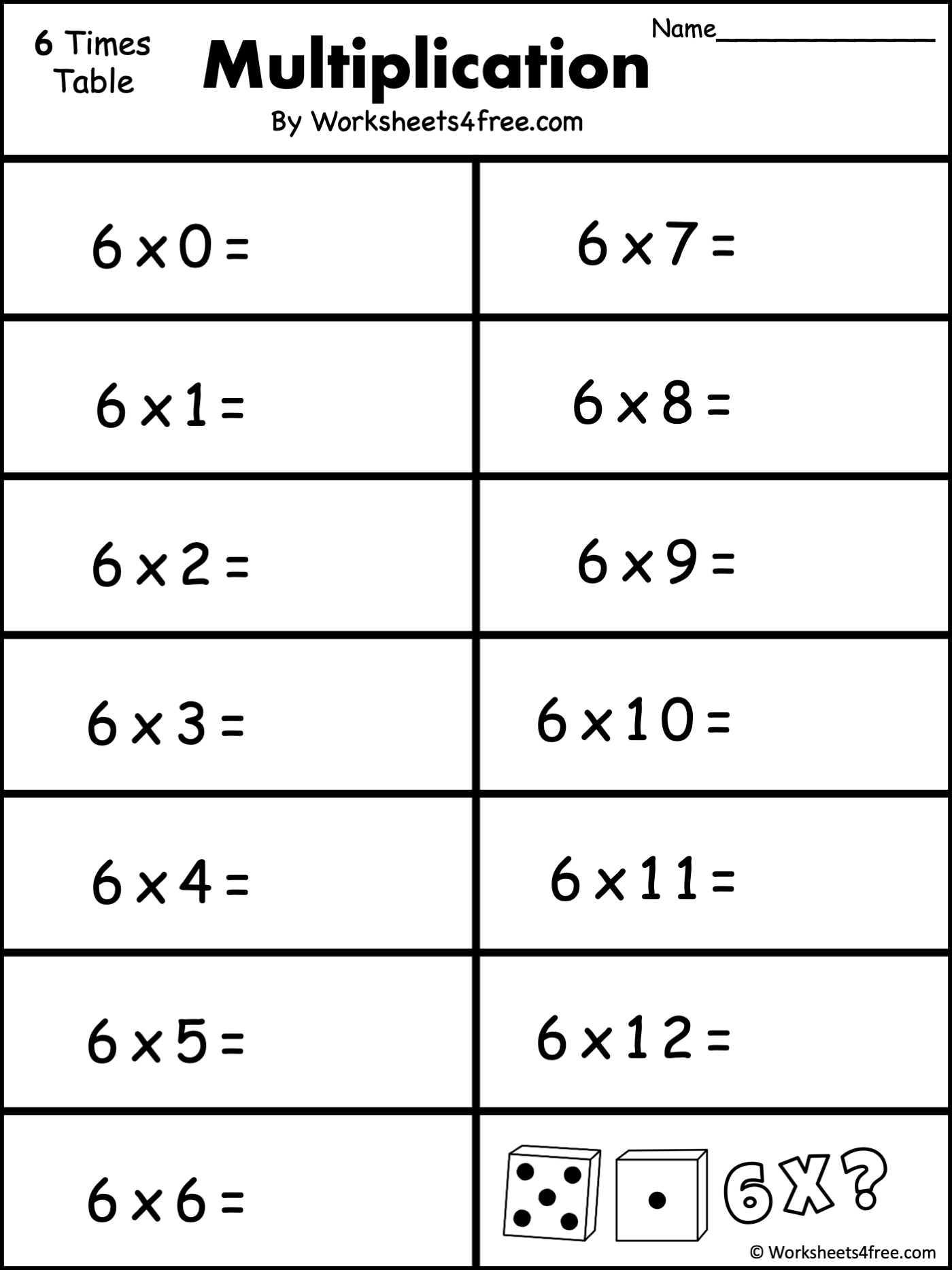 Free Multiplication Worksheet 6s Worksheets4Free Multiplication Worksheets